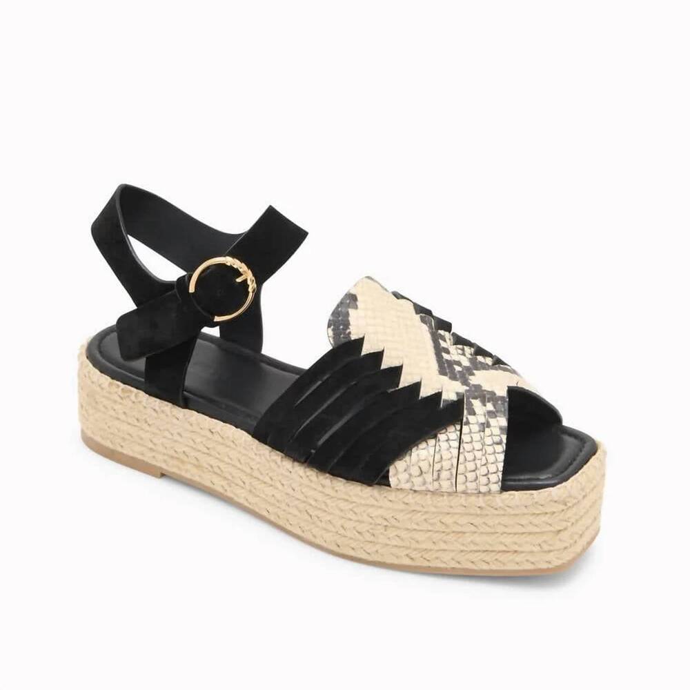 NEW ULLA JOHNSON women's elsa espadrille sandal in noir python colorblock